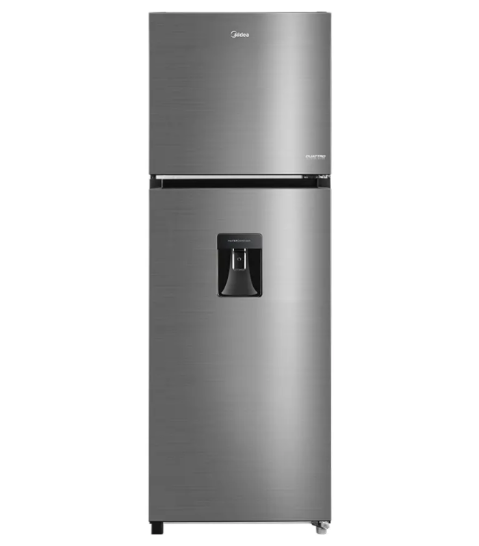 Refrigerador de 13 pies cúbicos con despachador en color acero.