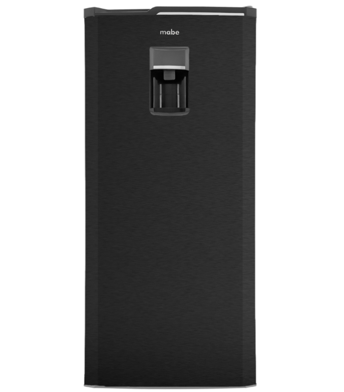 Refrigerador de 8 pies cúbicos con despachador en color negro.