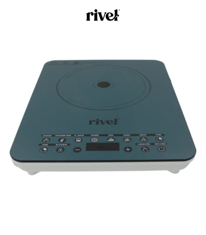 Parrilla de inducción panel táctil en color verde.