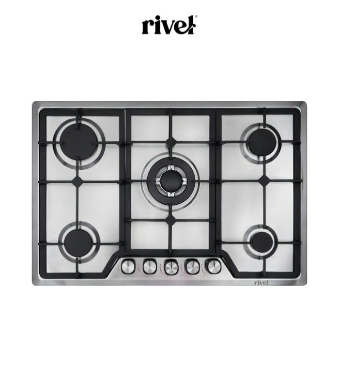 Parrilla de 5 quemadores y acabado en acero inoxidable.