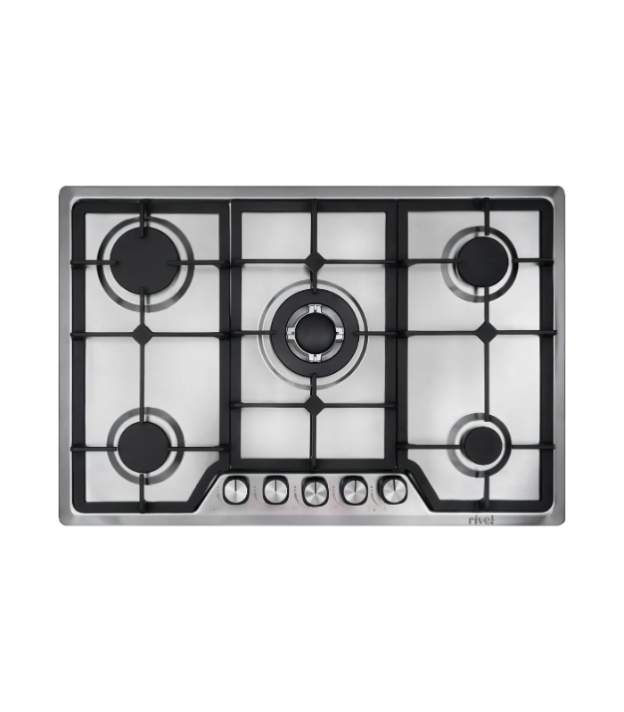 Parrilla de 5 quemadores y acabado en acero inoxidable.