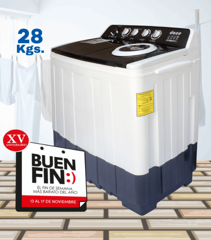 Lavadora semiautomática 28 kg de 2 tinas TITÁN.