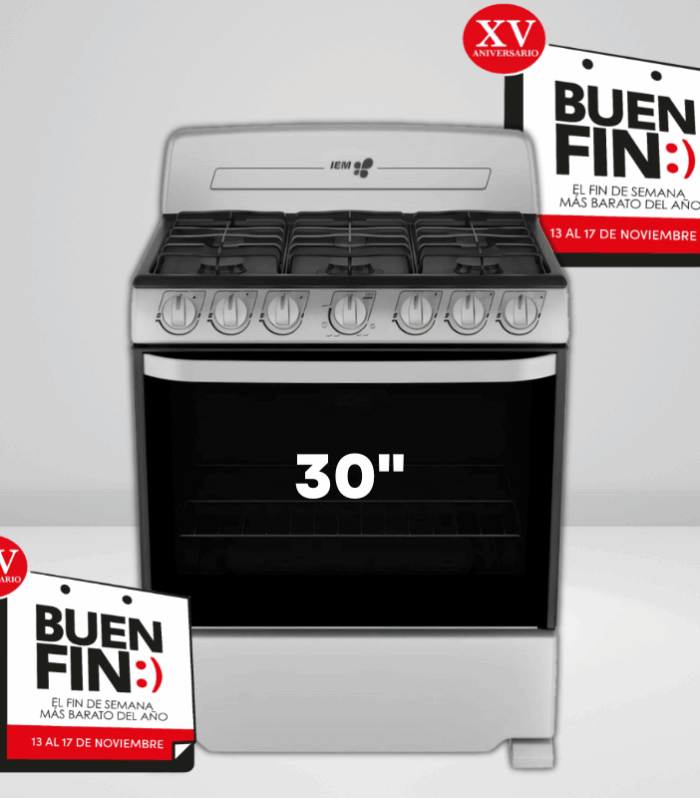 Estufa de 30 pulgadas en color silver.