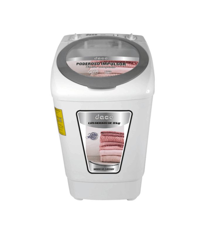 Lavadora semiautomática de 11 kg en color blanco.