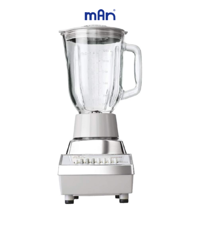 Licuadora de 7 velocidades con vaso de vidrio.