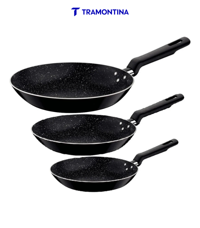 Juego de sartenes de 3 pzs en color negro.