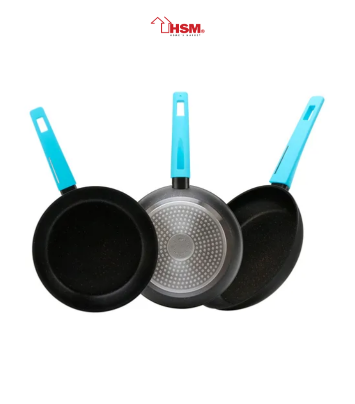 Juego de sartenes Cooks Master de 20, 24 y 28 cm en color negro-azul.