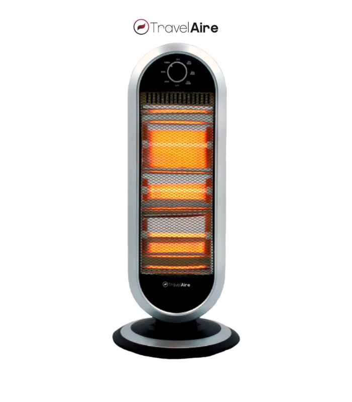 Calefactor de cuarzo con 1200 w de potencia.