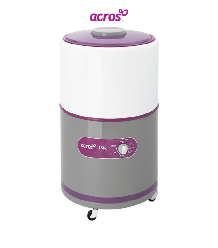 Lavadora 15 kg redonda en color gris.