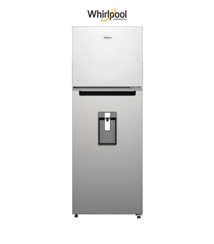 Refrigerador de 11” con despachador en color gris.