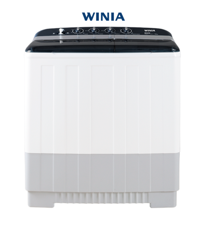 Lavadora semiautomática de 26 kg de capacidad en color blanca.