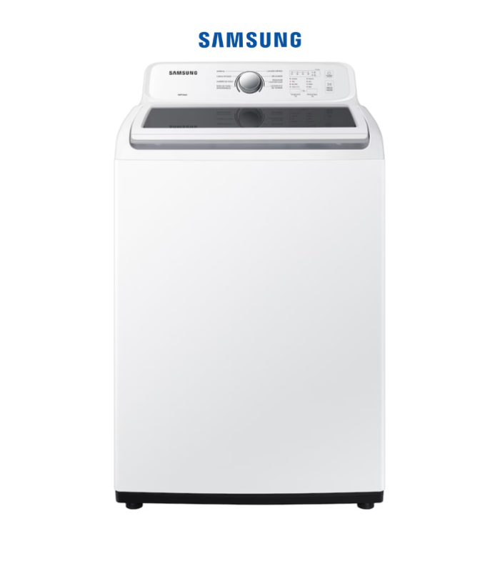Lavadora automática de 20 kg de capacidad en color blanco.