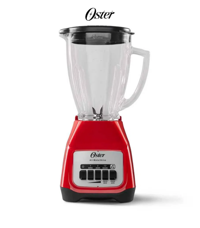 Licuadora de dos velocidades con vaso de vidrio en color roja